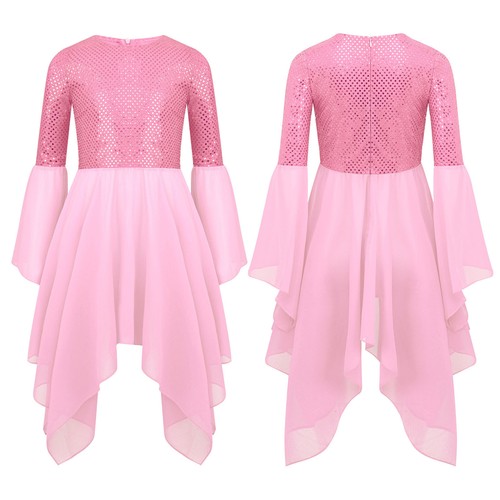 Niños Niñas Túnica Adoración Irregular Lentejuelas Vestido Brillante Leotardo Alabanza Litúrgica - Imagen 68 de 77