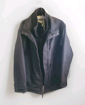 St John's Bay Men's Cost Jacket XL Black Two Layer Zippers For Extra Warmth 