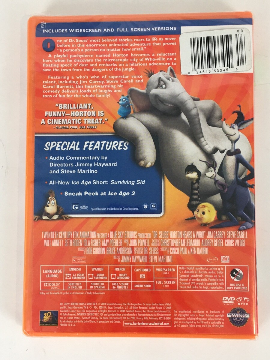 Dr. Seuss Horton Hears a Who DVD, Widescreen and Full Screen