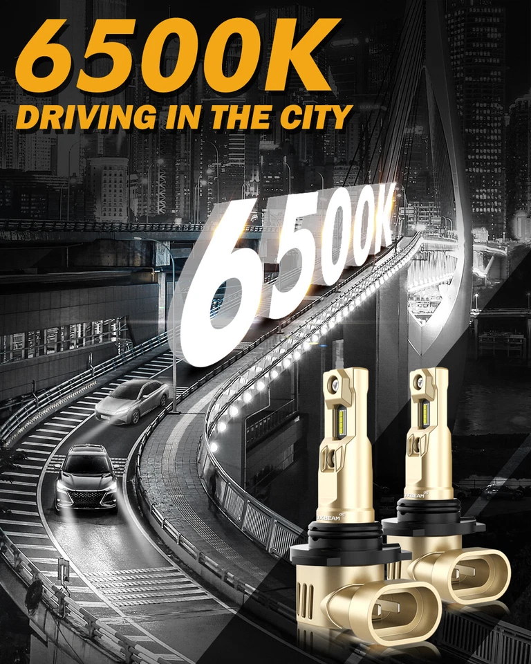 AUXBEAM 9006 60W LED Kit Bombillas Antiniebla Lámpara de Conducción DRL Blanco 6500K Alta Potencia Foto 2 de 4