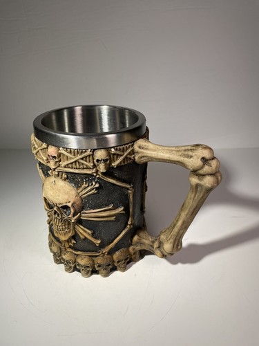 Scheletro Teschio Halloween Birra Stein Tazza Caffè Grande con Manico in Osso Inox - Foto 9 di 24