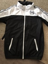 PINK Victoria Secret Black/White Lined Windbreaker w/ Hood , Sz XS/S, VGC