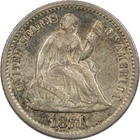 1871 Seated Liberty Half Dime H10C, Extremely Fine XF+, Original Patina