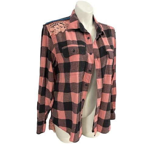 Camisa de Franela Taco Tuesday para Mujer 1X Rosa Cuadros Country Grunge Campamento Reciclada - Imagen 11 de 12
