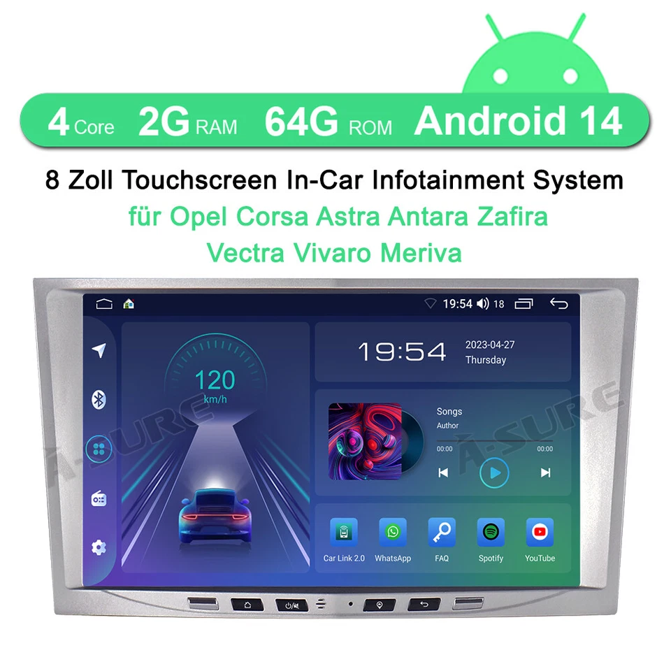 DAB Android 14 Für Opel Corsa D Zafira B Astra Autoradio Apple Carplay GPS 2+64G - Bild 2 von 4