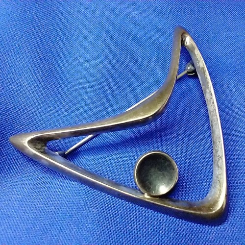 Signierte Just Andersen Vintage Sterlingsilber Modernist Bumerang Brosche 925er Dänemark - Bild 1 von 6