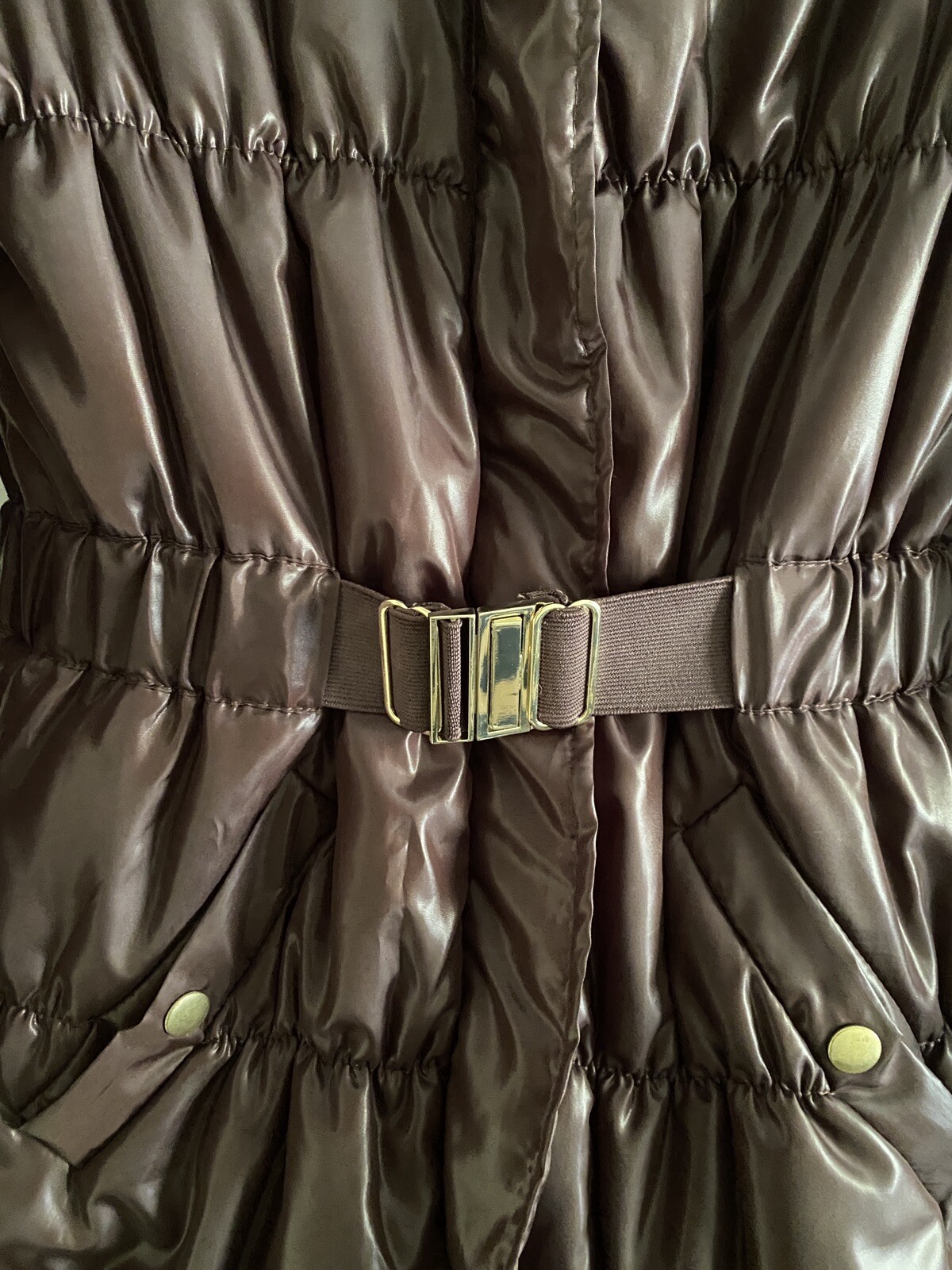 Chocolate Brown puffer coat Jacket knee long 34 EU NEW RRP£65 belt padded modern image 4