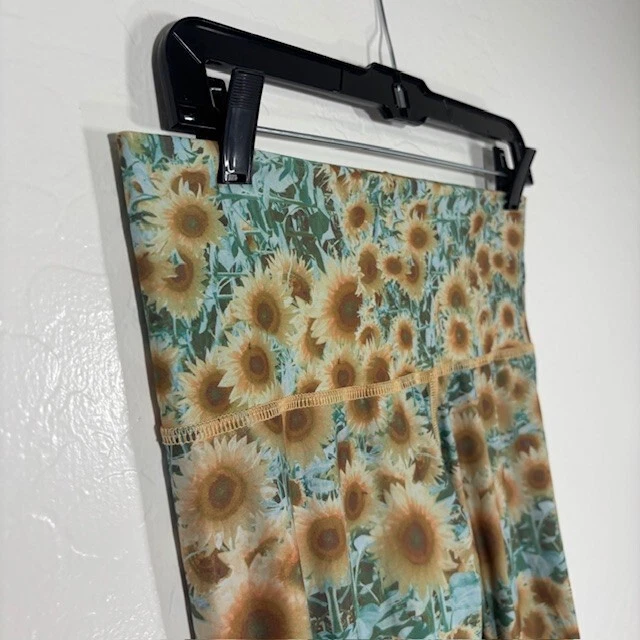 Leggings Teeki Mujer Medianos Compresión Verde Amarillo Girasol Yoga Hippie Foto 2 de 4