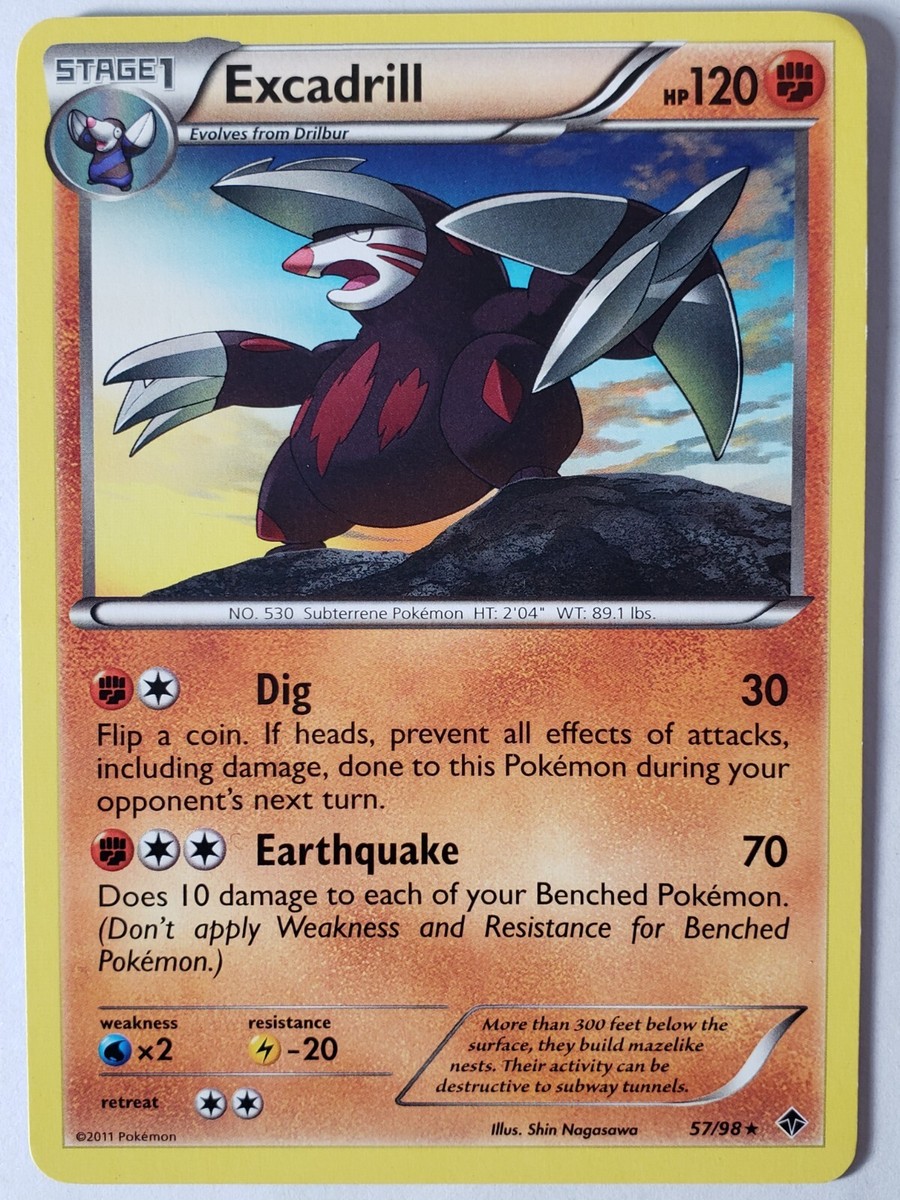 Excadrill 57/98 PL - RARE Emerging Powers Pokemon Card - Shin