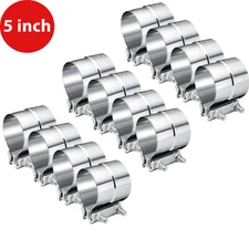 8/12x 5 inch Stainless Steel 304 Heavy Duty Exhaust Band Clamp Lap Joint Clamps