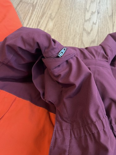 LL Bean Kids Waterproof Patroller Ski Jacket Burgundy/Orange Colorblock Sz S8 - Picture 11 of 11