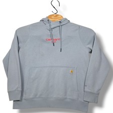Carhartt Womens Force Hoodie Sweatshirt Large Neptune Blue Relaxed Fit Stains