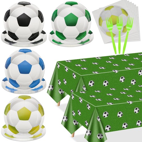 Soccer Party Decorations - 162 Pcs Soccer Party Supplies Including Soccer Pla
