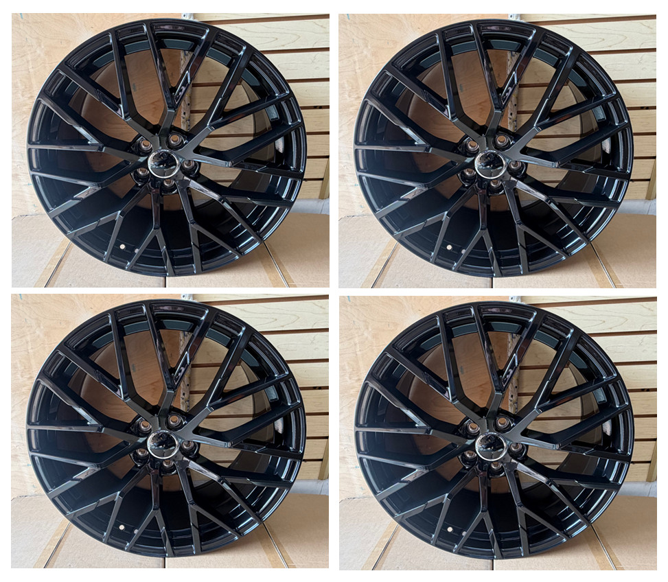 (4) 20x9 AUDI R8 GLOSS BLACK WHEELS RIMS A3 A4 A5 A6 A7 S4 S5 RS 5x112 +32MM