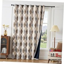 100 Blackout Curtains 84 100"W x 84"L Pack of 1 Grommet  Brown and Grey