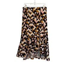 Maeve Anthropologie Tanya Geometric Skirt Asymmetrical Ruffle Midi Lined Medium