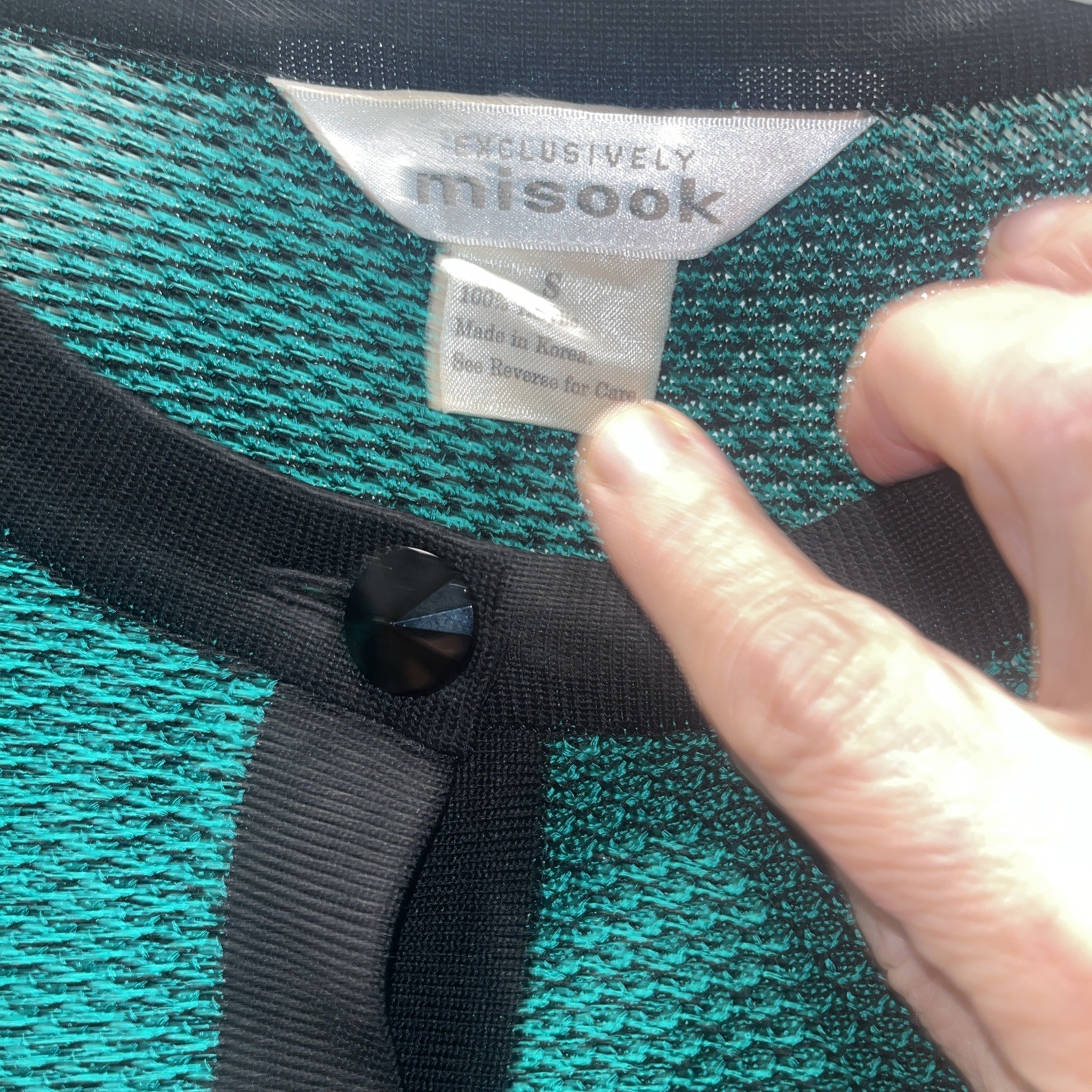 Exclusively misook blazer jacket green black Waff… - image 4