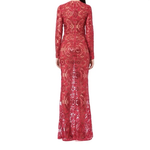Elisabetta Franchi Red Carpet Sequin Embroidered Maxi Dress Fuchsia/Red Size UK8 - Picture 2 of 10