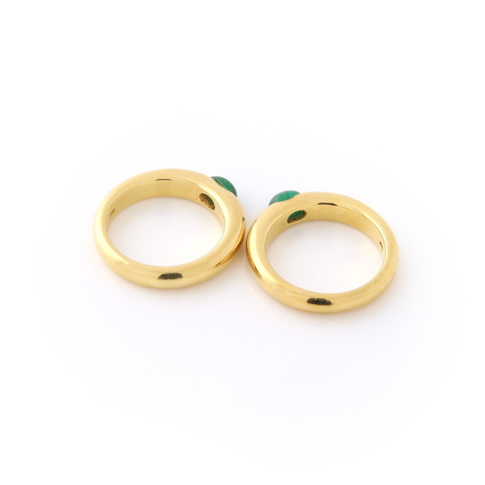 Emerald Cabochon Stackable Ring 18k yellow gold S… - image 3
