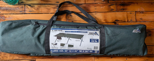 Rio Adventure XL One-Piece Military Camp Cot 84" 350lb Gorpcore Carry Bag