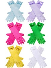 6 Pairs Satin Gloves Princess Dress Up Bows Gloves Long Formal Gloves for Party