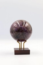 Natural Amethyst Sphere on Brown Wood Base - Brazilian Crystal Ball 1.74lbs