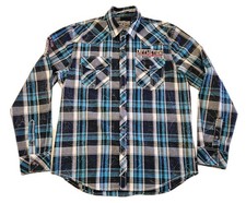 Affliction Shirt Mens XL Long Sleeve Button Up Plaid Motorcycle Grunge NEW w Tag