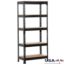 5-Tier Heavy Duty Adjustable Metal Storage Shelf Unit MDF Rack Garage Workshop