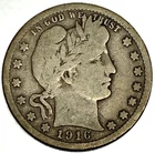 1916-P Barber Quarter Dollar 25 Cents VG Very Good Condition - 1890