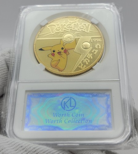 Pokemon GO Coin Pikachu Set 1996 Giappone Edizione Limitata Valore KL placcato oro - Foto 11 di 24