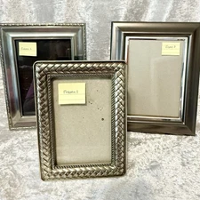 Set of 3-Silvertone Frames - Vertical or Horizontal - Black Velvet Backing/Stand