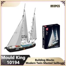 Mould King 10194 Twin-Masted Sailboat Building Blocks Set - 893 PCS Model Ship