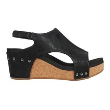 Corkys Carley Studded Wedge Slingback Womens Black Casual Sandals 30-5316-BKME