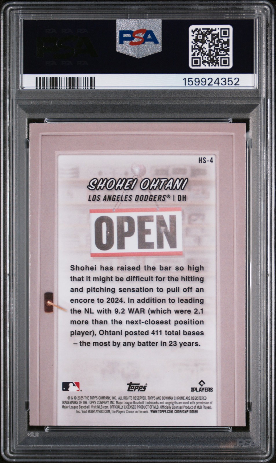 2025 BOWMAN HOBBY STARS #HS4 SHOHEI OHTANI PSA 9 view 2