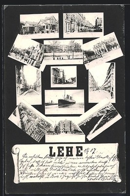 AK Bremerhaven-Lehe, Kaserne, Straßenpartie, Ankunft eines Schnelldampfers und  