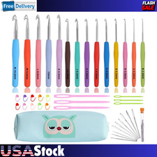 Crochet Hooks Set Clover Amour Steel Pastel 14 Pcs Ergonomic Easy Grip Bright