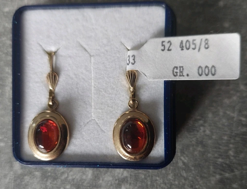 Ohrhänger 333er Gelbgold Bernstein Ohrringe Ohrschmuck - Bild 2 von 4