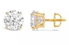 2 Ct Round Cut VS1/FG Certified Lab Grown Diamond Stud Earrings 14k Yellow Gold