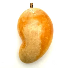 Vintage Italian Alabaster Stone Carved Fruit Mango 4” Possibly Calcite