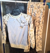Harry Potter-youth biege 2 pc Hedwig owl pajama set size M 8/10