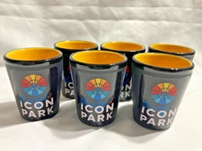 6 Old  M-WARE Ceramic Shot Glass Glasses The Wheel ICON PARK in Orlando Disney