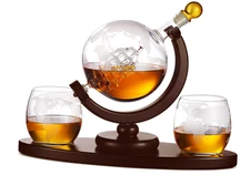 Gifts for Men Dad, Whiskey Decanter Globe Set with Ball & Glasses, Anniversary