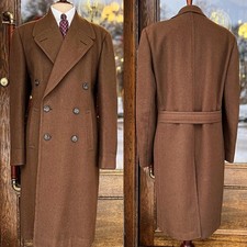 Winter Men Long Overcoat with Belt Vintage Cashmere Coats Outwear Men Coat