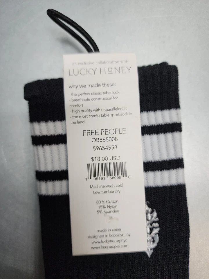 3 PACOTES de meias tubulares Free People FP Movement clássicas listradas retrô femininas - Imagem 3 de 4
