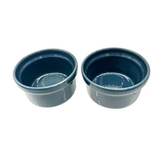 Set Of 2 Emile Henry France Ceramic Ramekins 10.28 Blue Glazed Stoneware 4" Dia