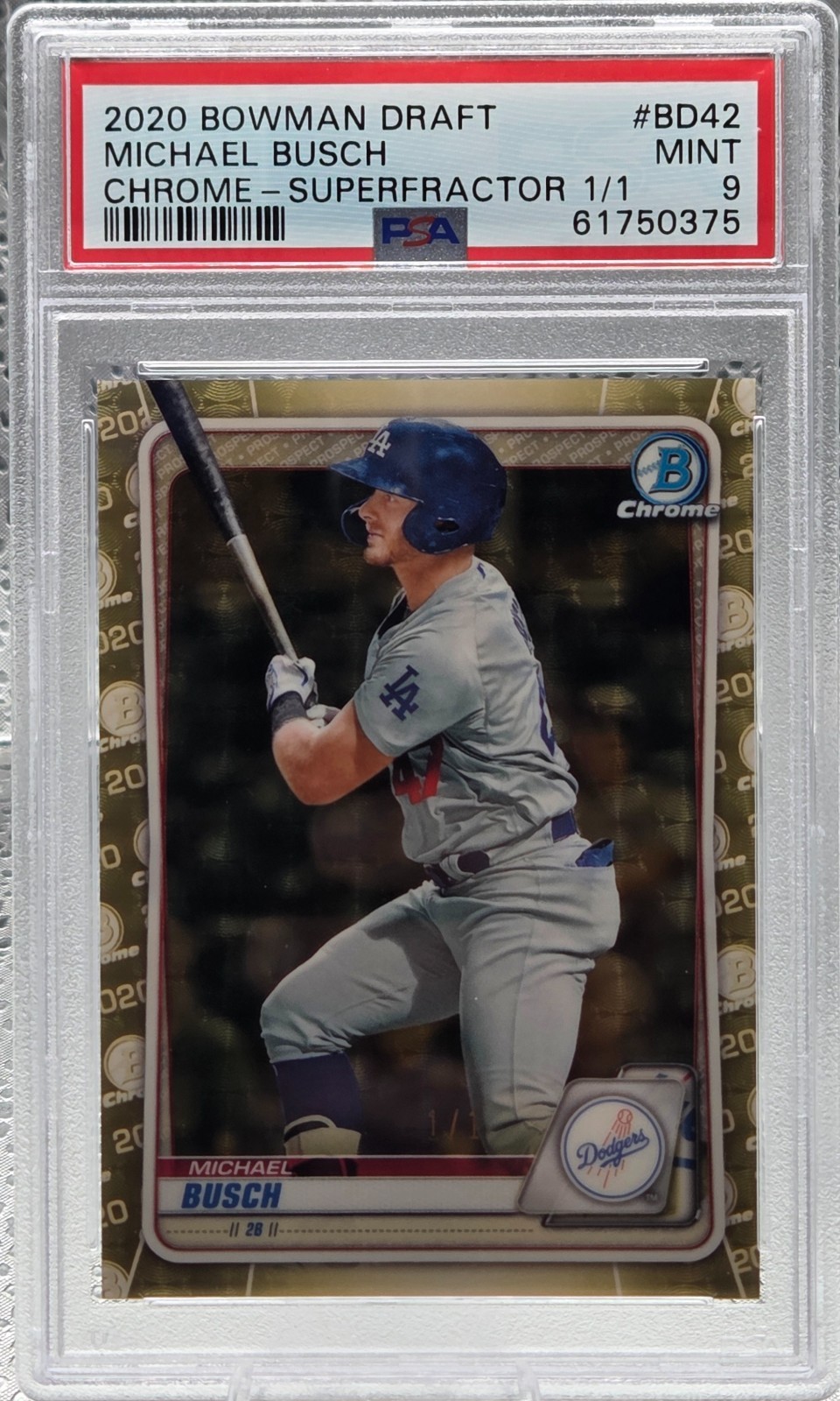 2020 Bowman Chrome SUPERFRACTOR 1/1 ~ MICHAEL BUSCH RC Card PSA 9 MINT view 3
