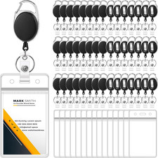 100 Pcs Id Badge Holders with Retractable Reels Clip