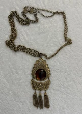 Vintage Victorian Revival Tassel Pendant Necklace