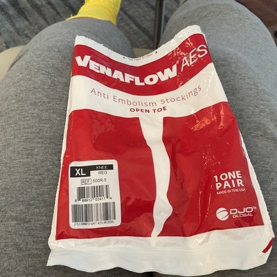 VENAFLOW AES COMPRESSION STOCKINGS  1 Pair New In bag Size XL Open toe White