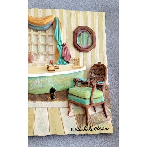 C WINTERLE OLSON firmato 3D Wall Art piastrelle vasca da bagno/bagno scena --5,5" x 5,5" - Foto 4 di 6